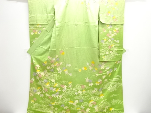 アンティーク　楓に波模様引きずり